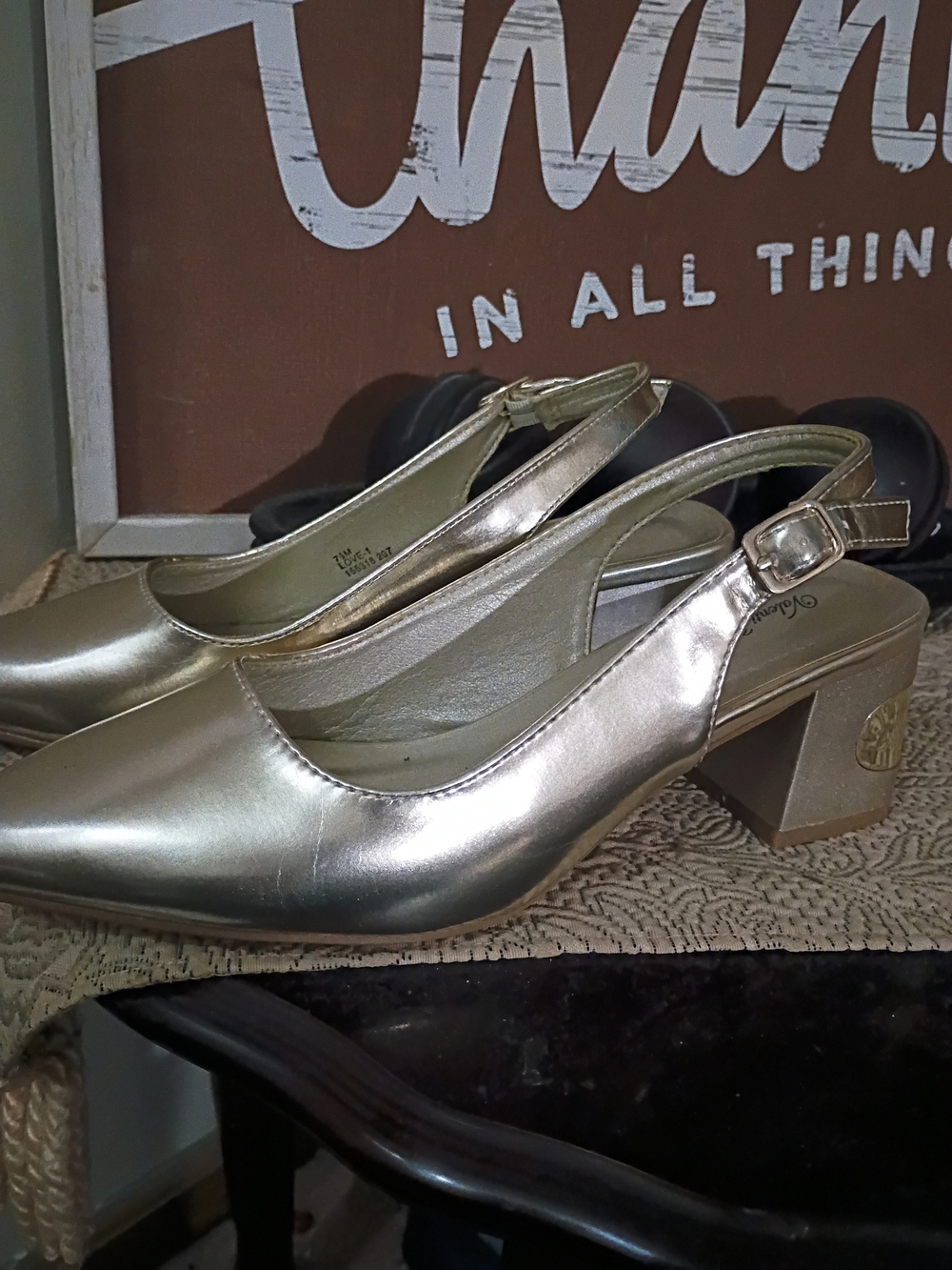 Valenti Franco Metallic Gold Slingback Block Heel